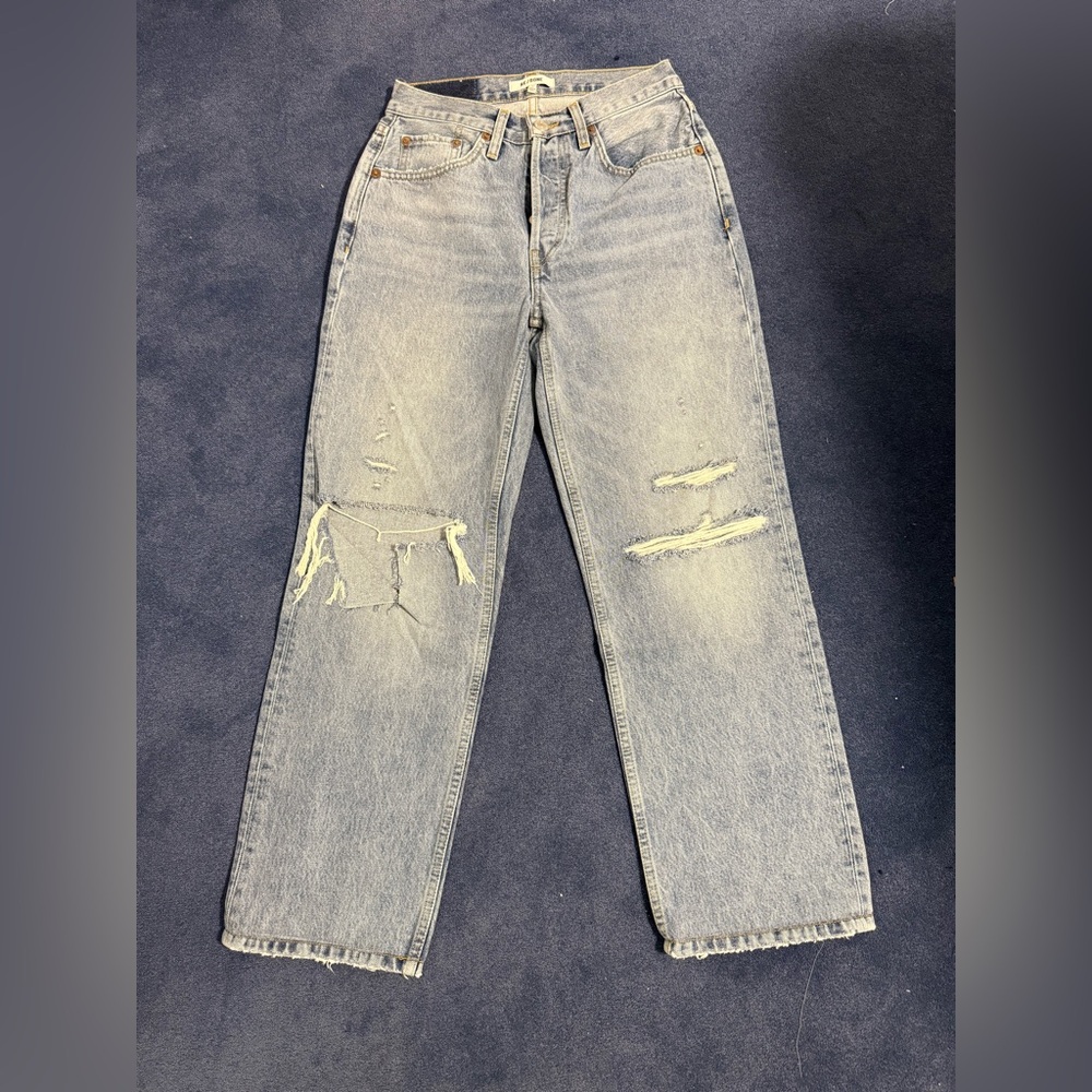Re/Done Straight Jeans in Faded Blue